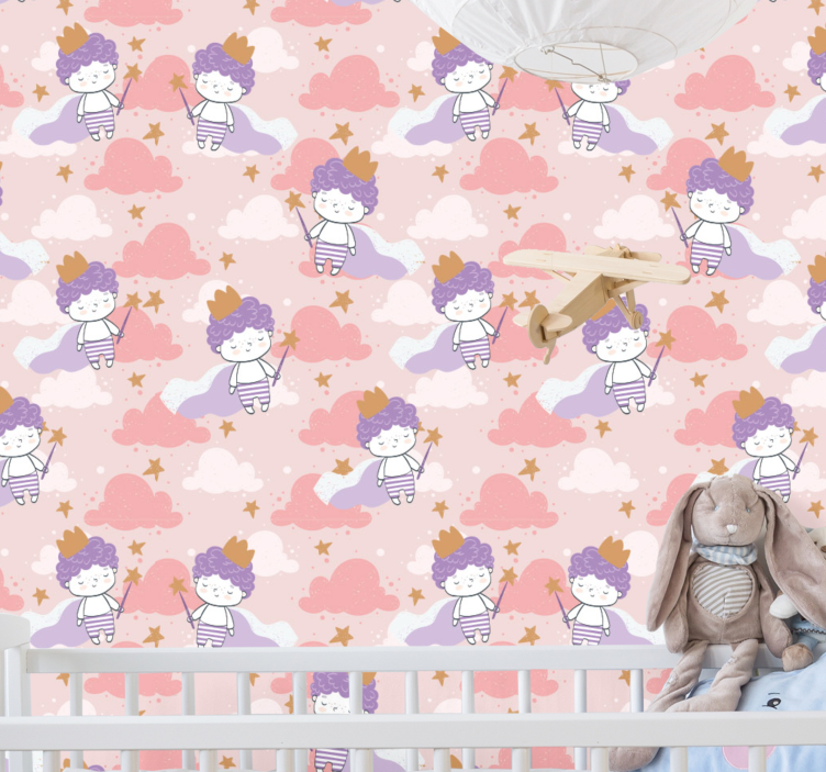 Cherubic Fantasy nursery room wallpaper - TenStickers