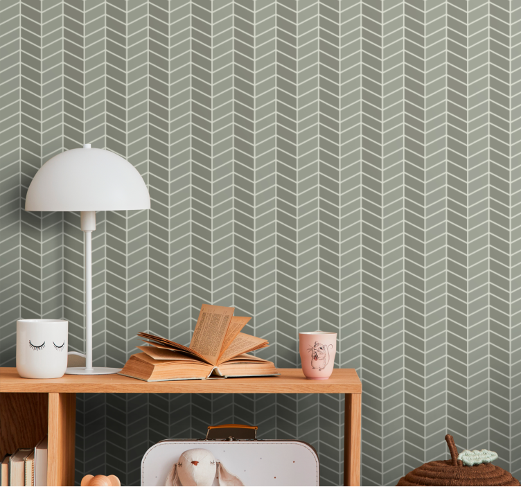 Beige chevron motif wallpaper geometric - TenStickers
