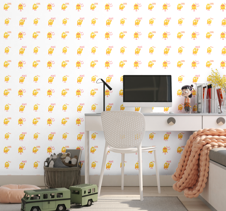 Chick Cartoon Pattern animal wallpaper - TenStickers