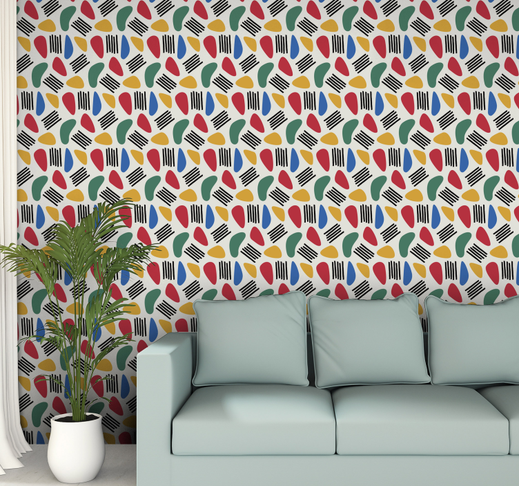 Colorful shape pattern wallpaper geometric - TenStickers