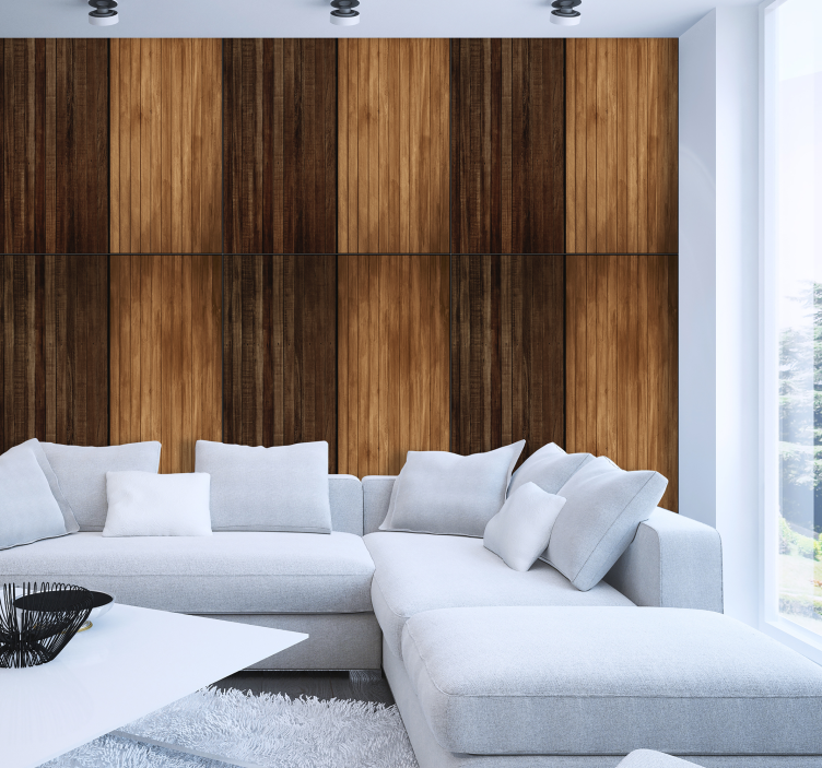 Contemporary Wooden Paneling brown wallpaper - TenStickers