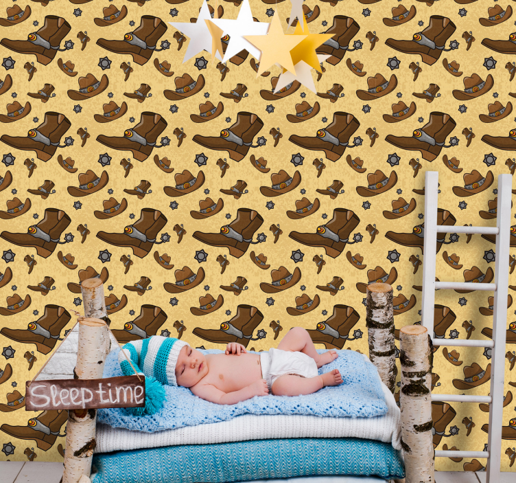 Cowboy boots pattern retro wallpaper - TenStickers