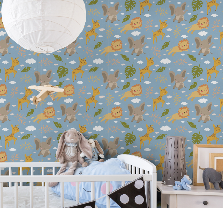 Jungle animal parade nursery room wallpaper - TenStickers