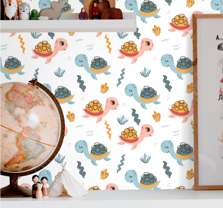 Baby turtles pattern animals wallpaper - TenStickers