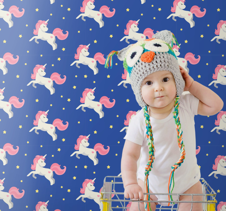 Jumping unicorns pattern animals wallpaper - TenStickers
