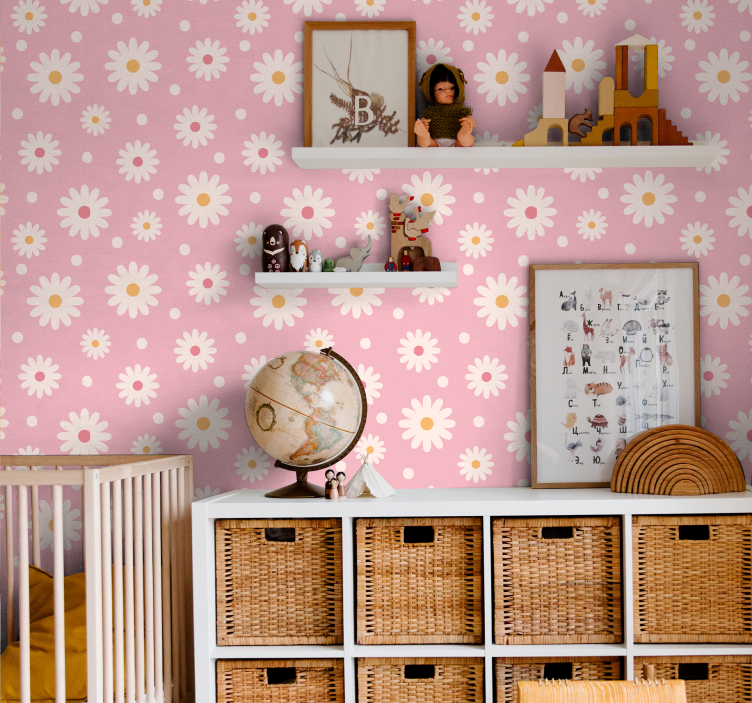 Daisy Pattern Design flowers wallpaper - TenStickers