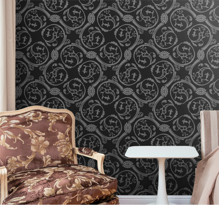 Elegant black elements floral wallpaper - TenStickers