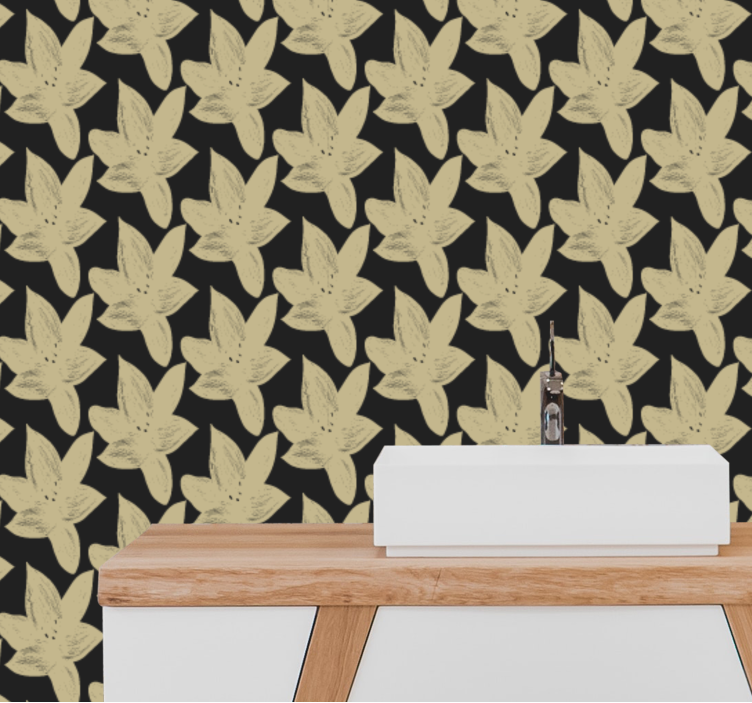 Elegant floral leaves bathroom wallpaper - TenStickers