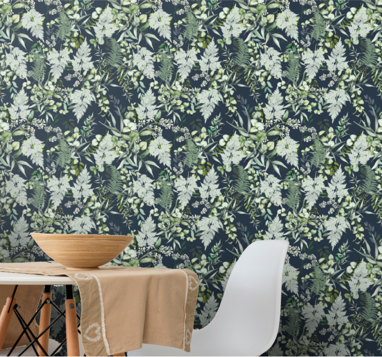 Elegant Greenery Pattern nature wallpaper - TenStickers