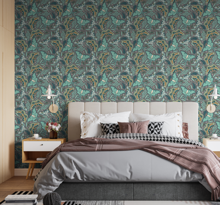 Elegant Ornamental Spread butterflies wallpaper - TenStickers