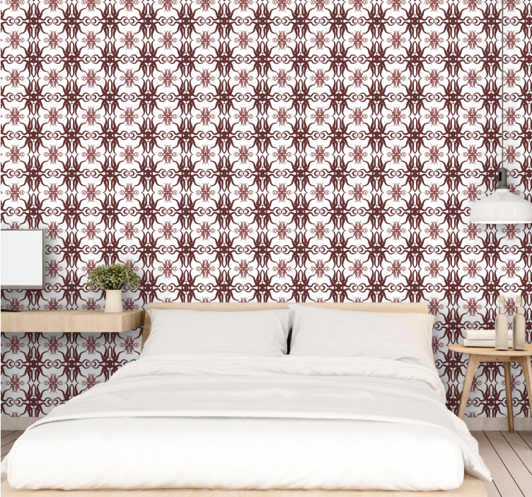 Elegant Red Design ornamental wallpaper - TenStickers