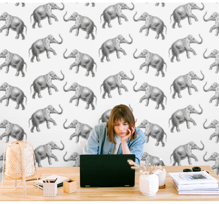 Elephant Repetition elephants wallpaper - TenStickers