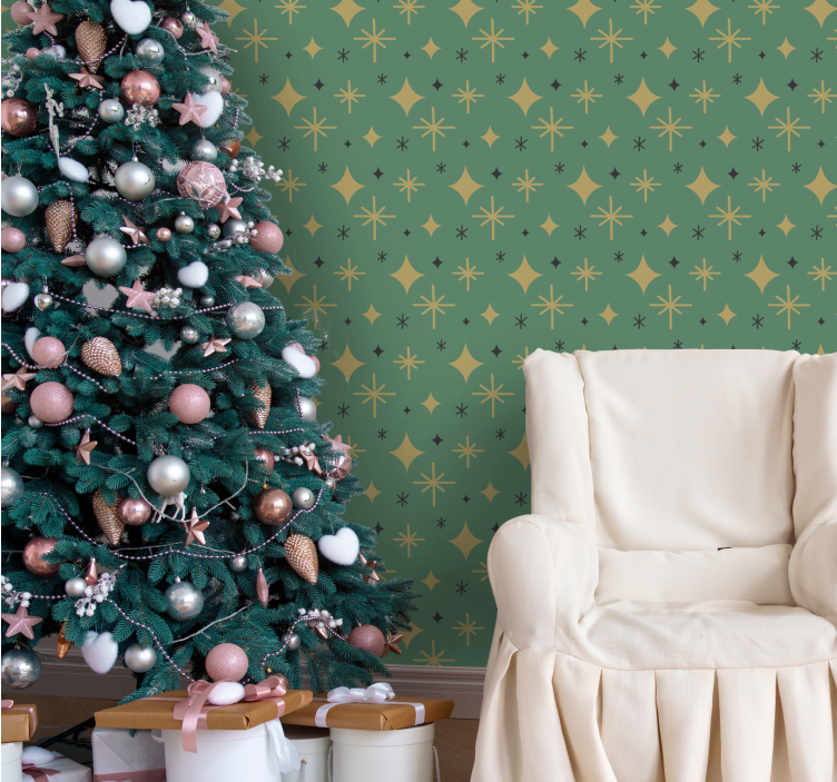 Festive Geometry holiday christmas wallpaper - TenStickers