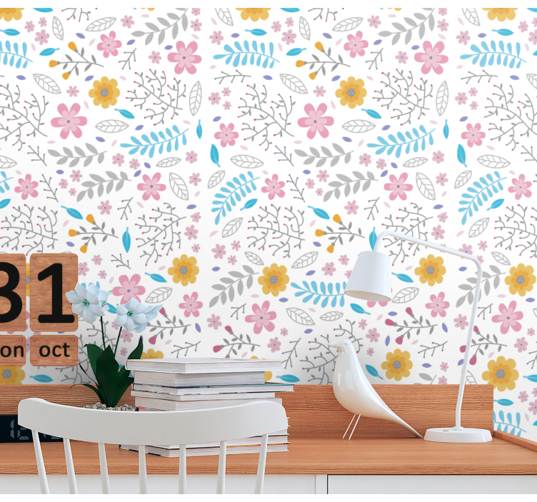 Floral Botanical Burst flowers wallpaper - TenStickers