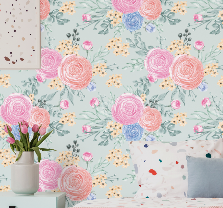 Floral Bouquet Print flowers wallpaper - TenStickers