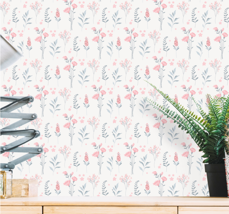 Floral Garden Style flowers wallpaper - TenStickers