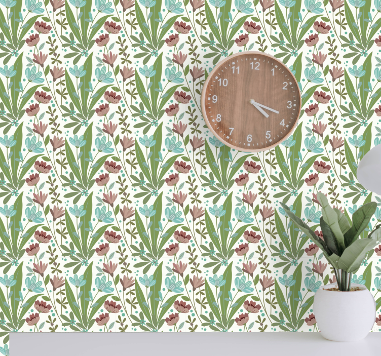 Floral Leaf Arrangement flowers wallpaper - TenStickers