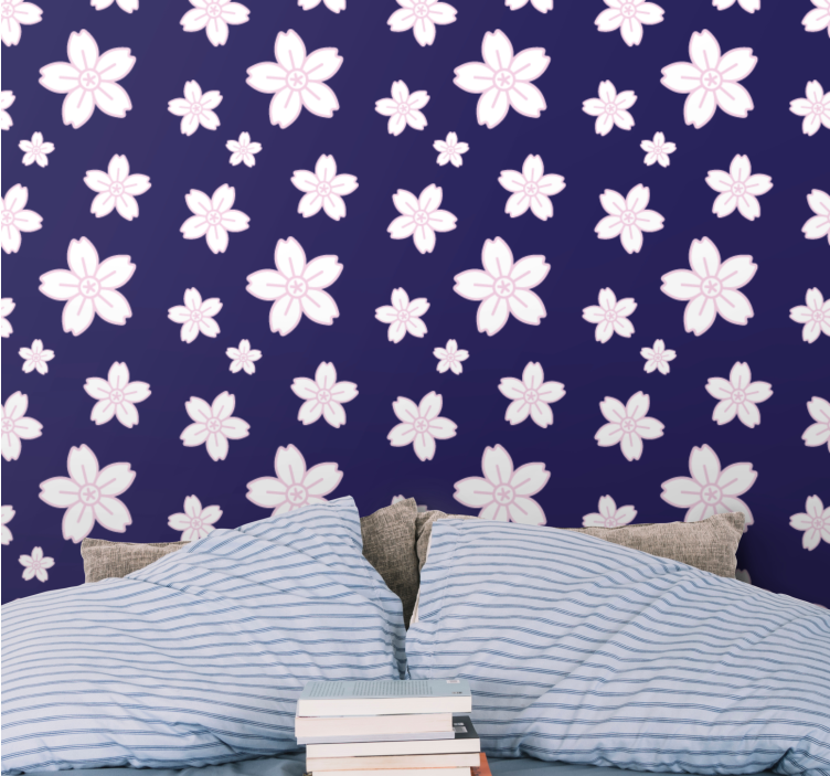 Daisy blossom pattern flowers wallpaper - TenStickers