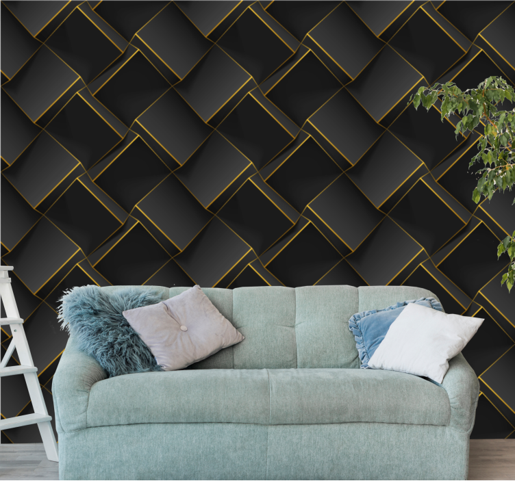 Geometric Black Patterns 3 d wall paper - TenStickers