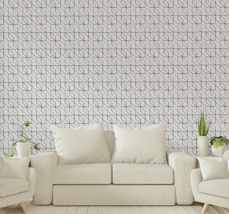 Geometric cross figures Living Room Wallpaper - TenStickers