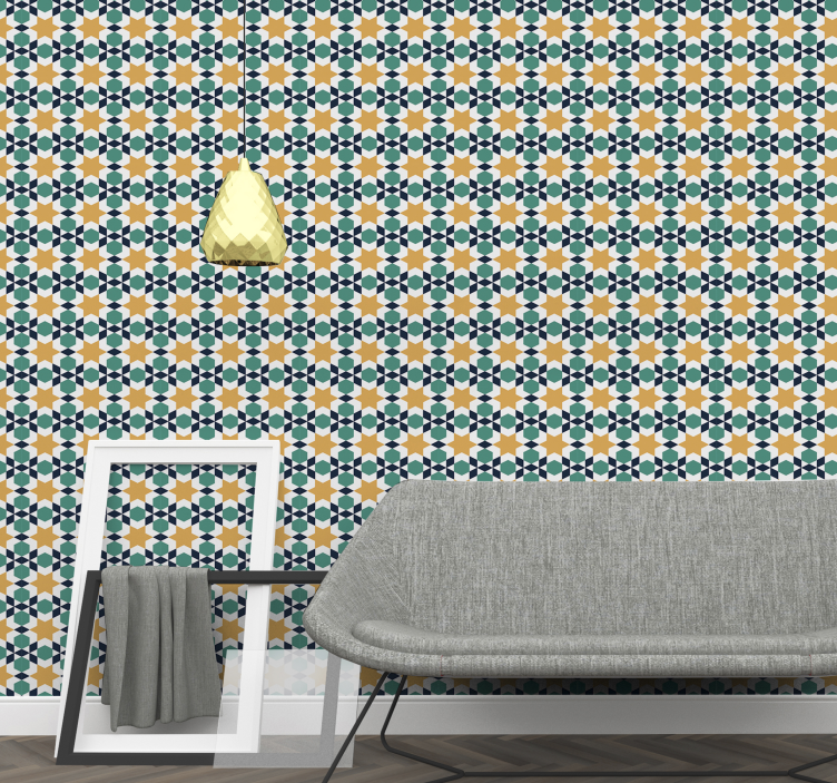 Geometric Star Shapes tile effect wallpaper - TenStickers