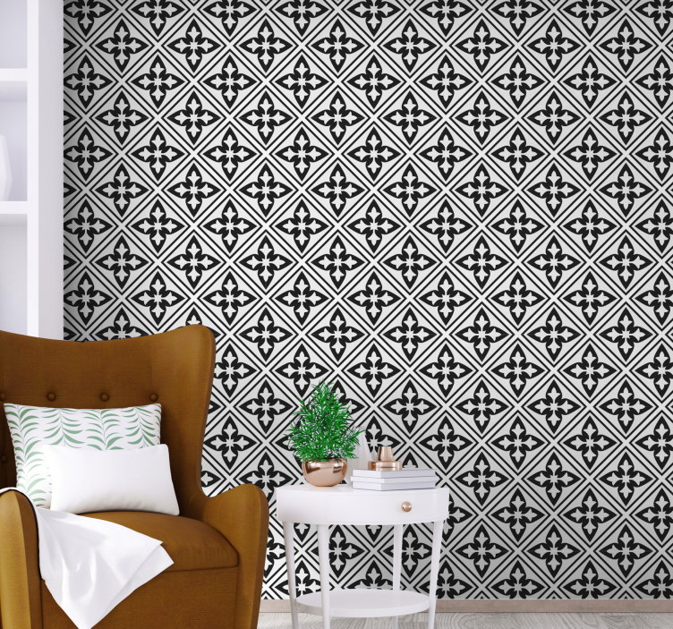 Geometric Tile Motif tile effect wallpaper - TenStickers