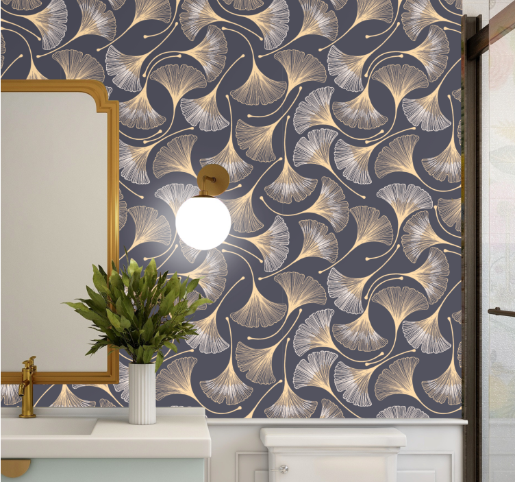 Ginkgo elegant pattern leaves wallpaper - TenStickers