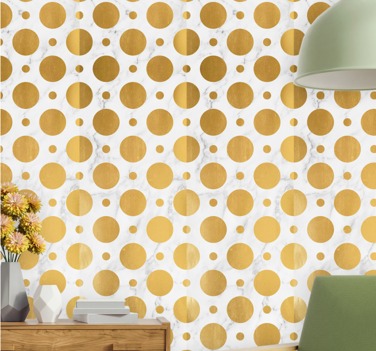 Golden Circle Pattern polka dots wallpaper - TenStickers