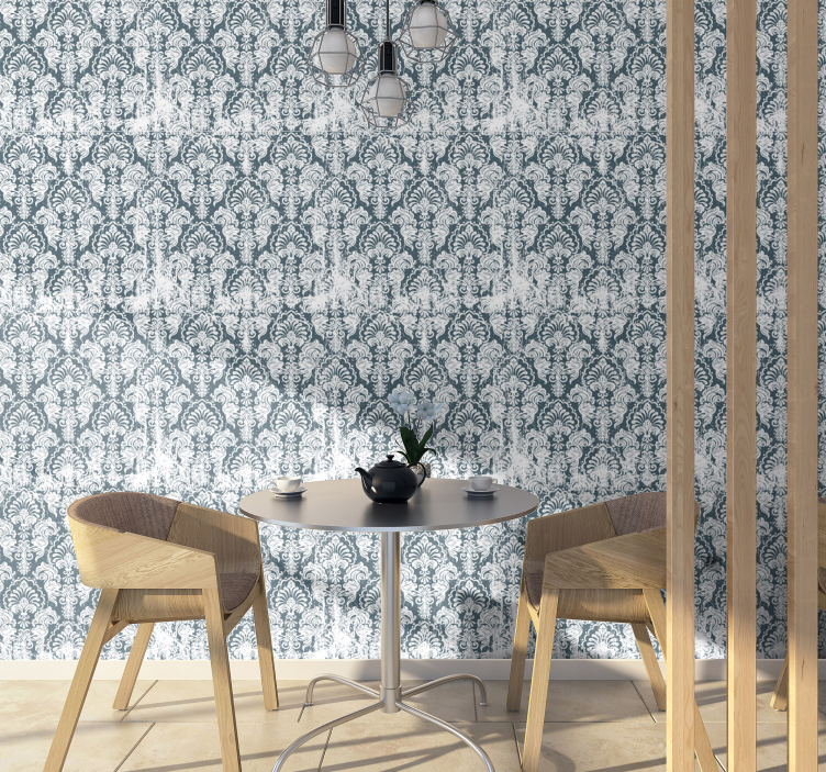 Baroque botanical arrangement wallpaper for dining area - TenStickers