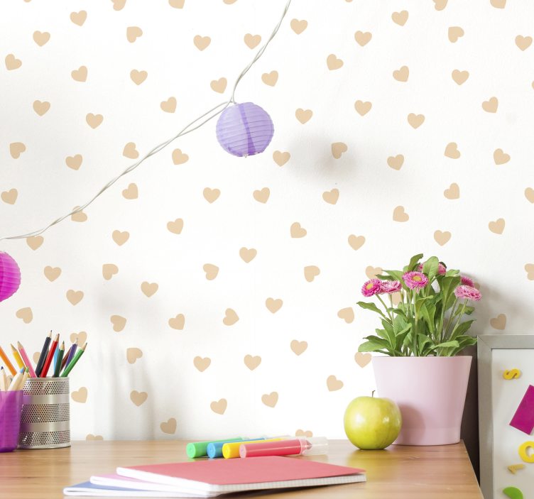 Heart Patterned Simplicity polka dots wallpaper - TenStickers