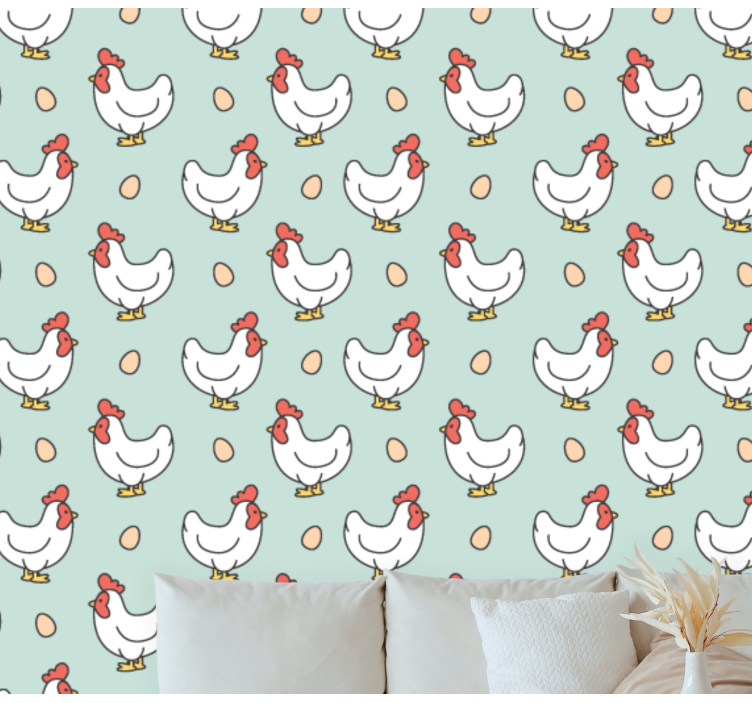 Hen Pattern animals wallpaper - TenStickers
