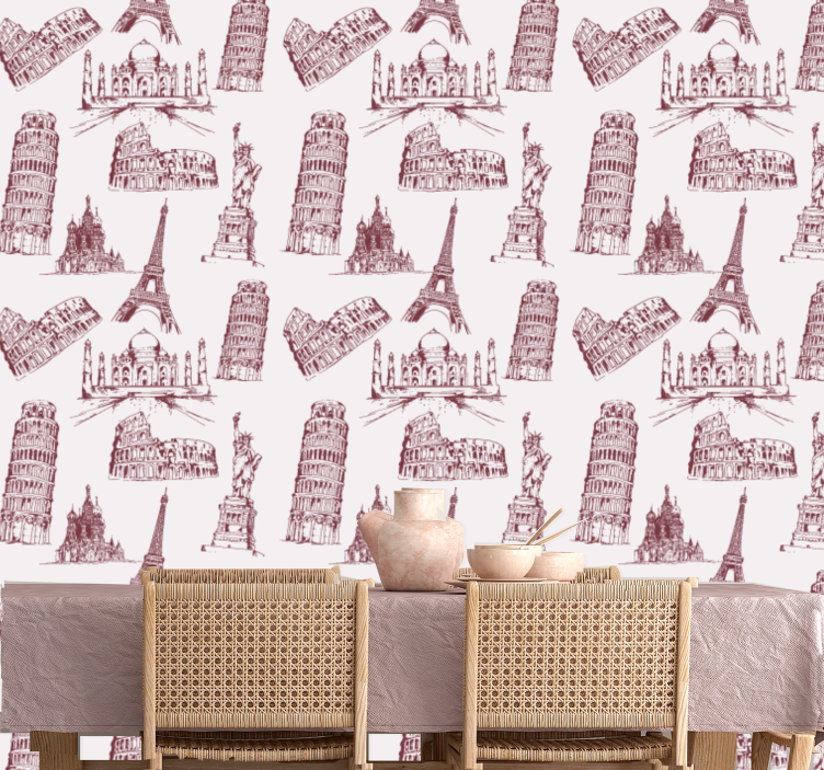 Iconic Monuments city wallpaper - TenStickers