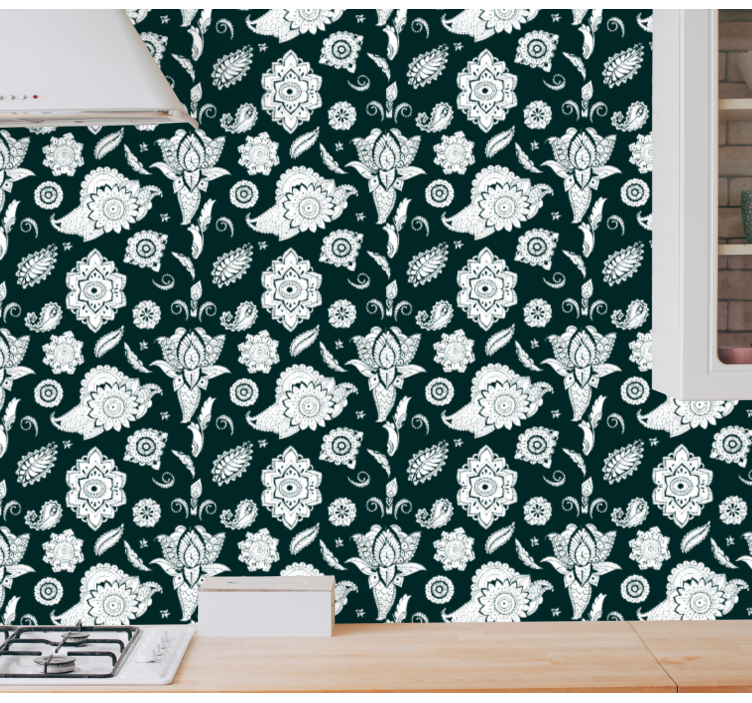 Indian paisley pattern flowery wallpaper - TenStickers