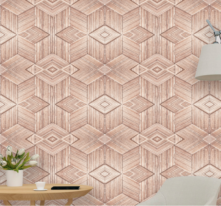 Intricate patterns wood effect wallpaper - TenStickers