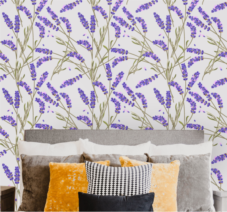 Lavender Floral Design flowers wallpaper - TenStickers