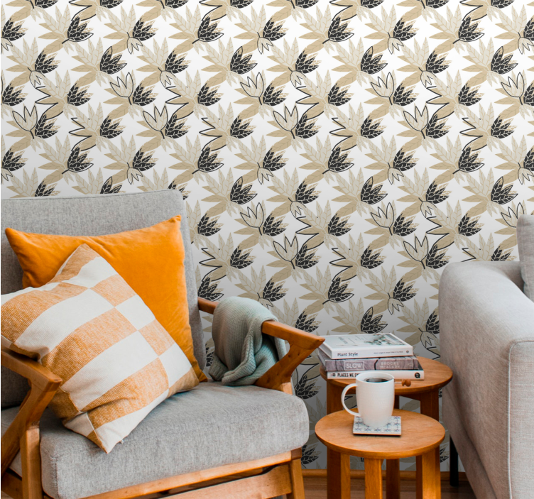 Leafy Botanical Design leaves wallpaper - TenStickers