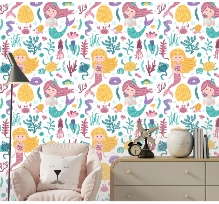 Mermaid Adventure wallpaper childrens room - TenStickers