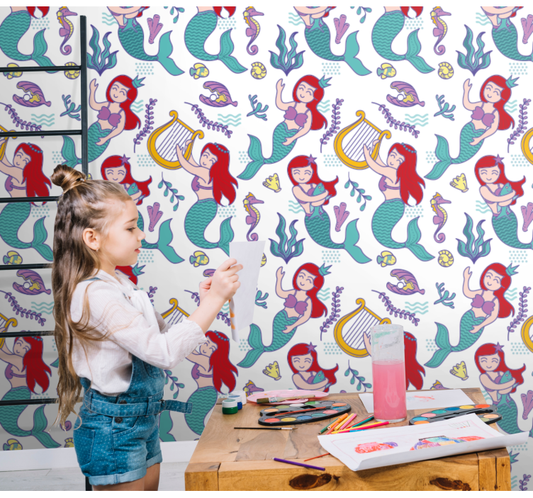 Mermaid Ariel smiling children wallpaper - TenStickers