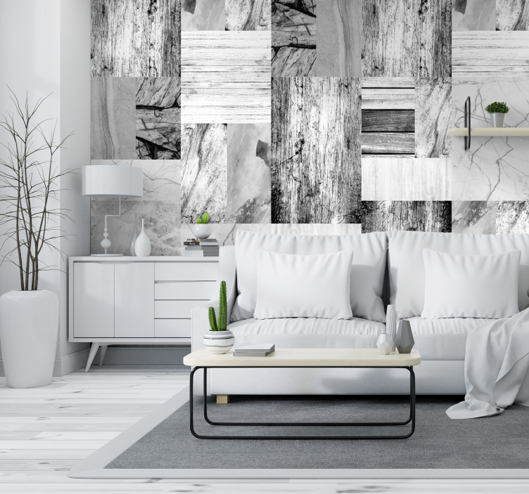 Modern Marble Textured Space living area wallpaper - TenStickers