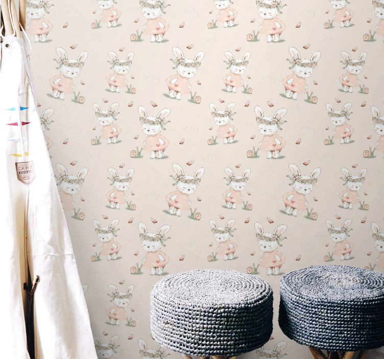 Mythical Rabbit Motif nursery room wallpaper - TenStickers
