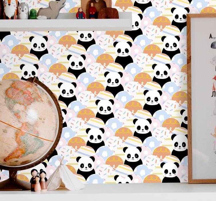 Panda Pattern animals wallpaper - TenStickers