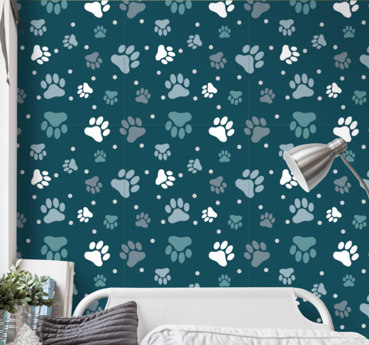 Paw Pattern cute dog wallpaper - TenStickers