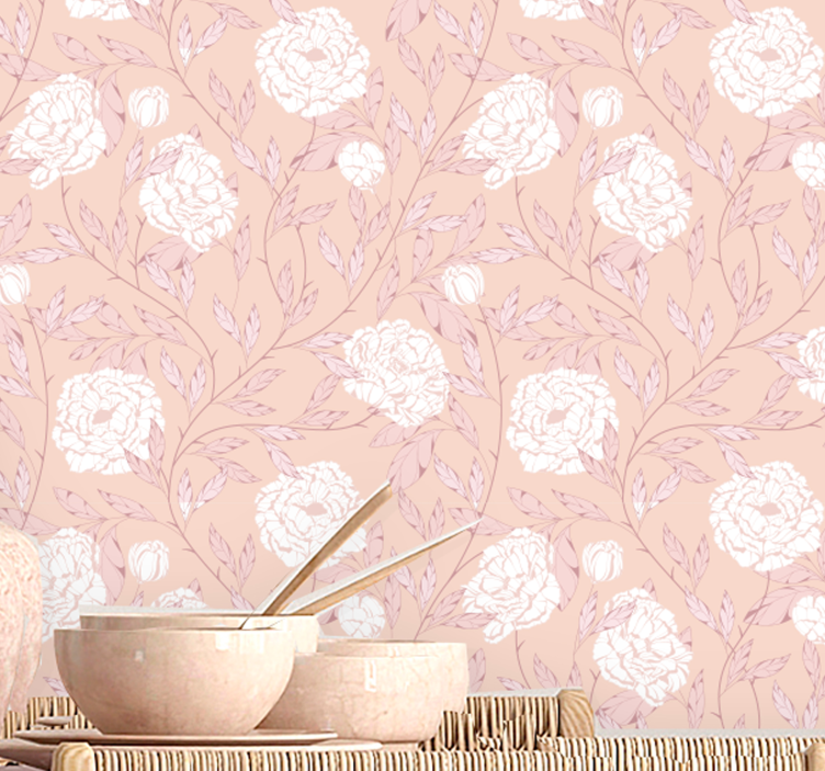 Peony Pattern floral wallpaper - TenStickers