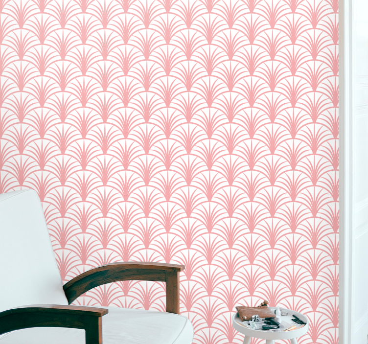 Pink fan patterns contemporary wallpaper - TenStickers