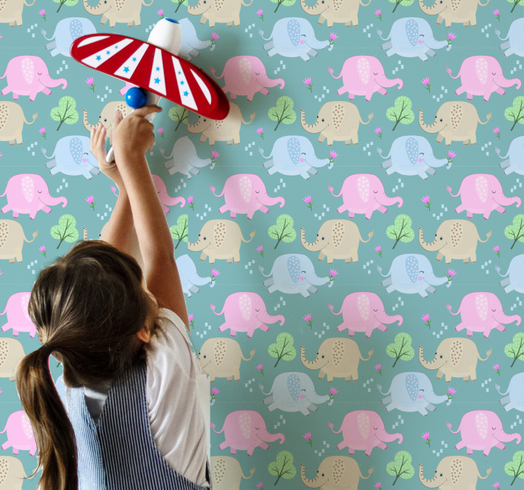 Colorful Elephants Pattern elephants wallpaper - TenStickers