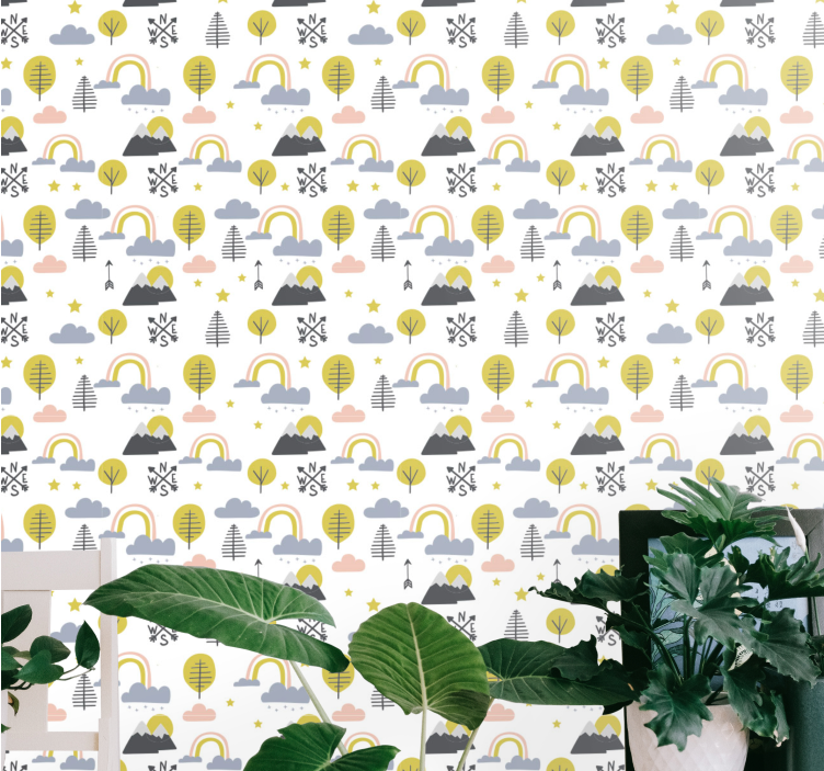 Playful Nature Scene wallpaper childrens room - TenStickers