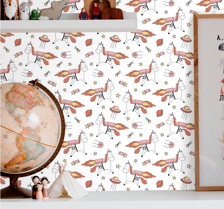 Playful Unicorn Pattern animals wallpaper - TenStickers