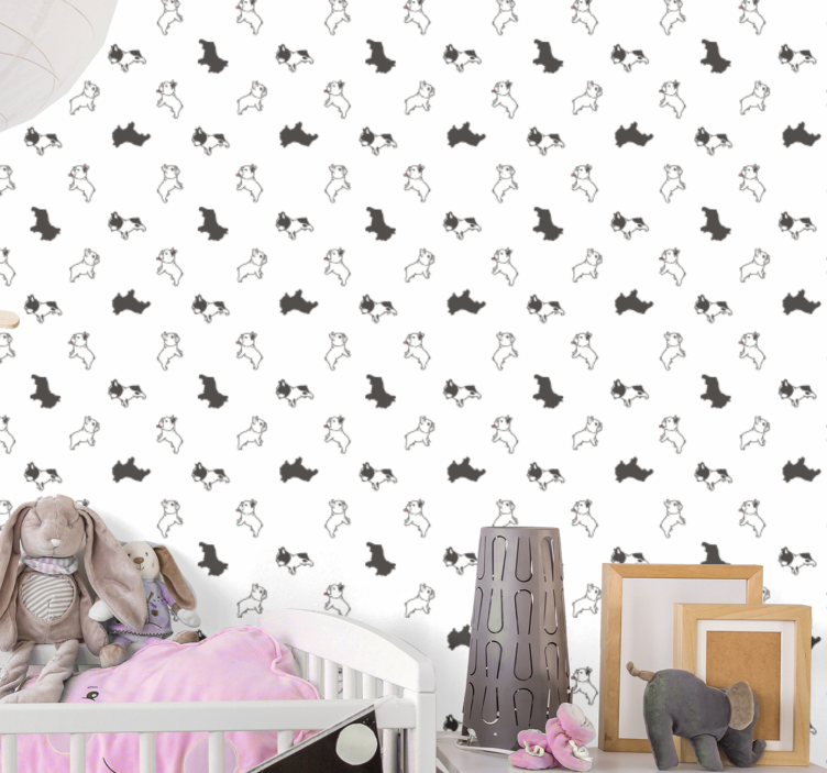 Puppy Sketches Pattern cute dog wallpaper - TenStickers