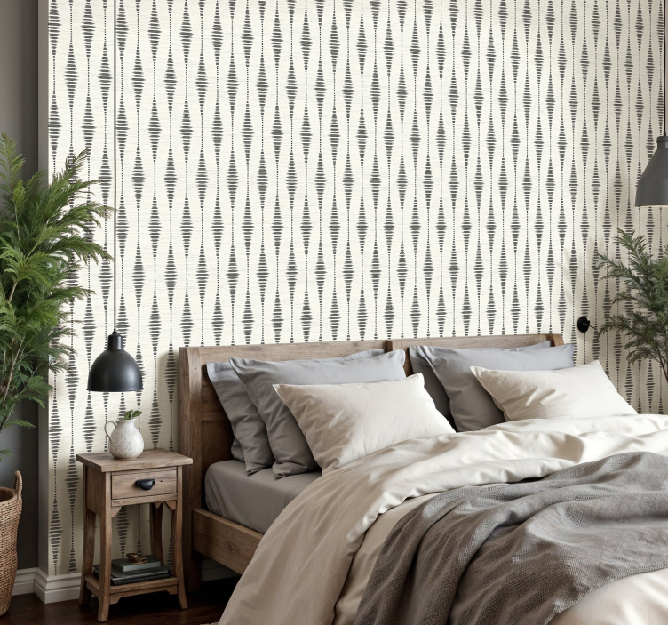 "Rabaul Ikat" grey and beige geometric wallpaper - TenStickers