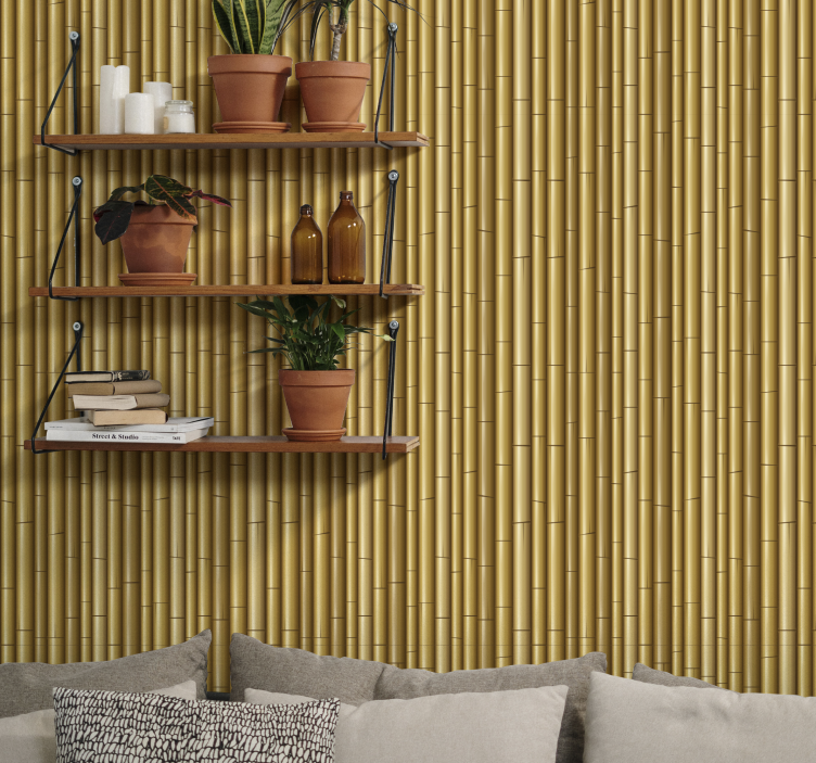Rattan texture leaf wallpaper - TenStickers
